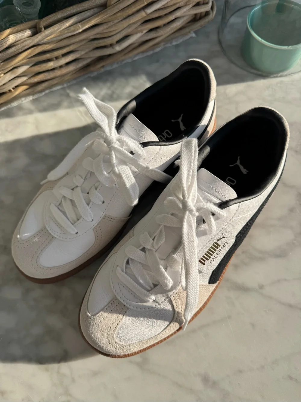 PUMA Palermo White Black Gum Retro Sneakers Women’s Size 7.5 - Picture 4 of 8